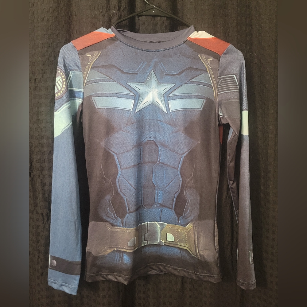 Teen Captain America compression long sleeve shirt